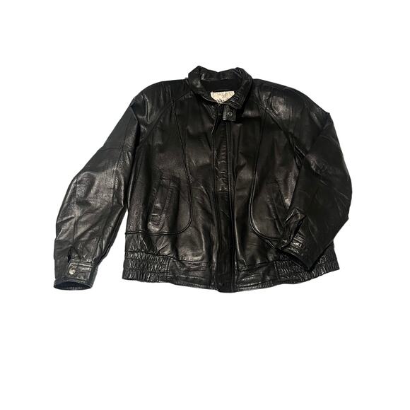 Adler Other - Vintage Adler Authentic Men's Black Leather Full Zip & Button Jacket Size XL